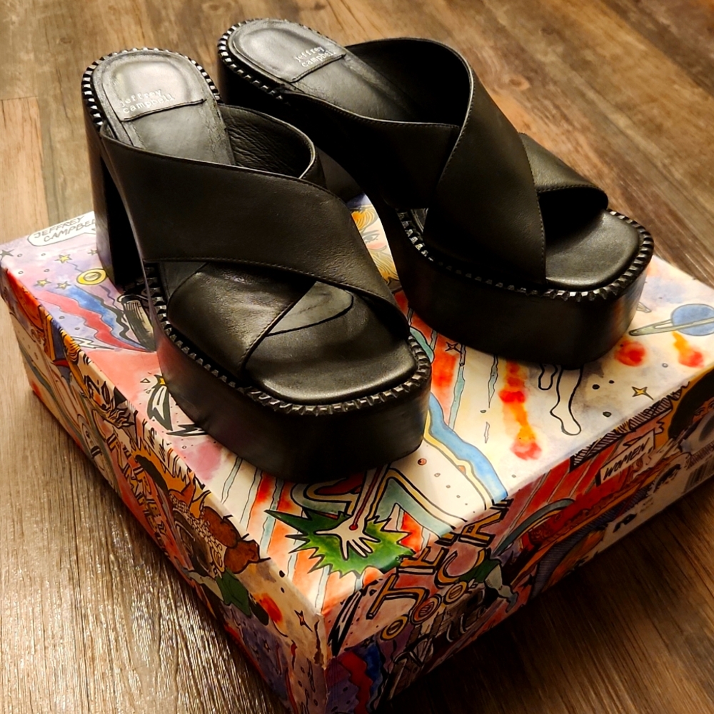 Jeffrey Campbell Chunky Black Kiff Platform Sandal - Size 8 NWB